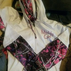 NWT MUDDY GIRL MOONSHINE CAMO ZIP UP HOODIE